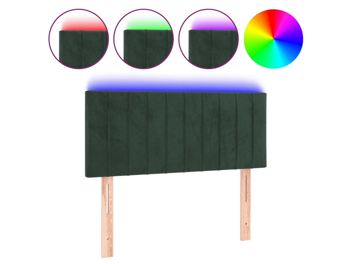 Led Headboard, Led Headboards Vidaxl Verde Veludo (90 X 5 X 78/88 Cm)