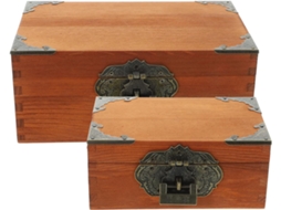 Caixa De Armazenamento Vintage De Madeira, Com Tampa E Fechadura, Para Joias E Lembranças (duas Peças)...
