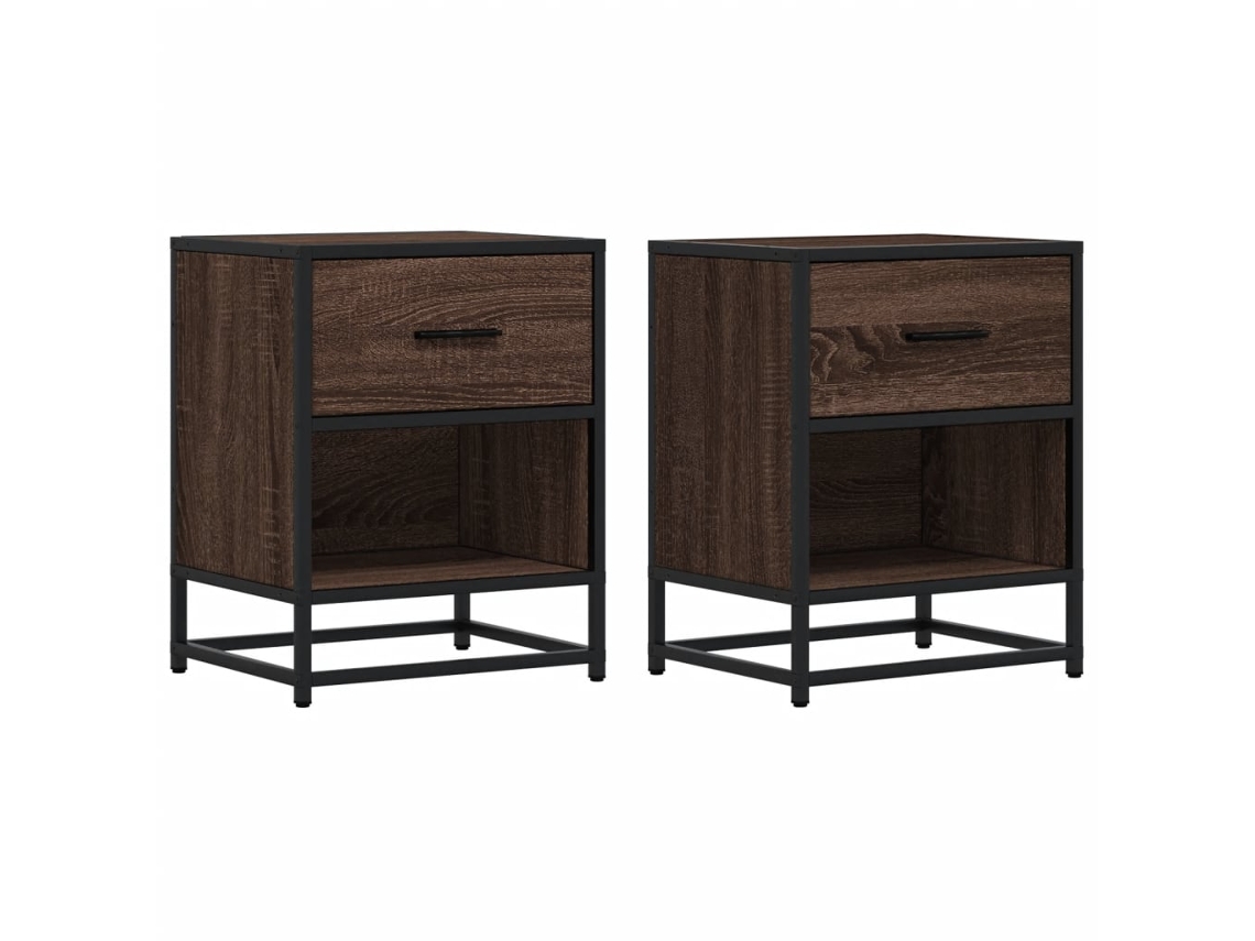 Bedside Cabinet, Bedside Cabinets Vidaxl Marrom Madeira Processada (n/a)