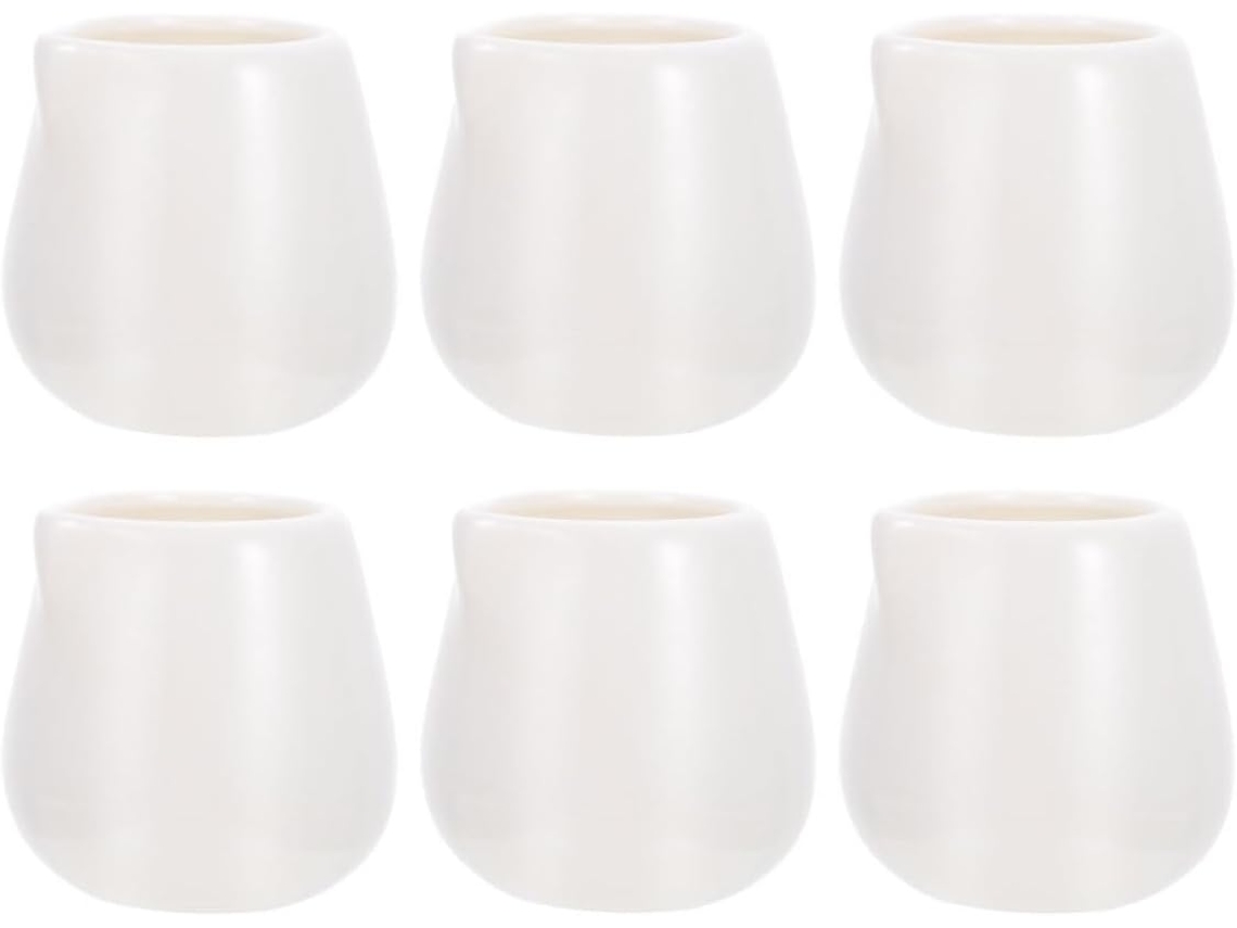 Conjunto De 6 Jarras De Leite Em Cerâmica Branca, De Usar E Ideais Para Cafés E Hotéis, Com