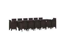 Conjunto 15 Conjunto De Jantar Para Jardim Vidaxl Castanho Polipropileno (350 X 100 X 73 Cm)