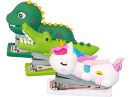 Conjunto Healeved de 3 Grampeadores Mão Pequenos e Charmosos com Desenhos Animados, Mesa Compactos para Uso Es