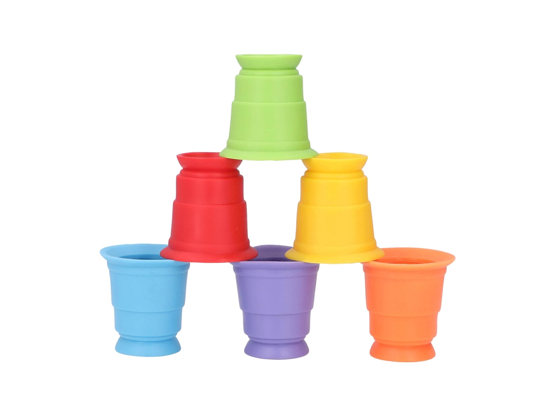 Primerox brinquedos de Copos Empilhados Silicone Macio para Bebê 6m+ Aprendizagem Criação