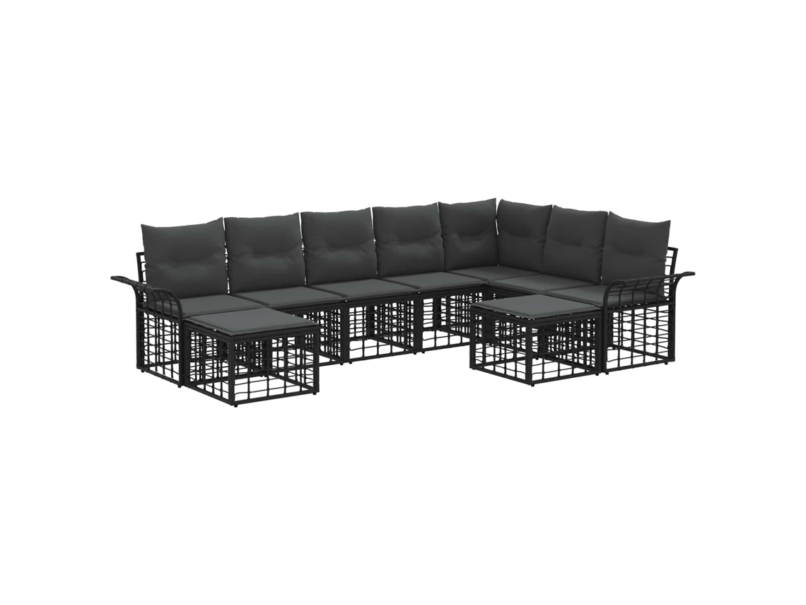 Maison Exclusive - Conjunto De Sofás Para Exterior 9 Unid. Preto E Cinza Escuro