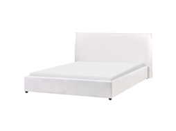 Cama de Água BELIANI Lavaur de Veludo Branco Creme 160x200