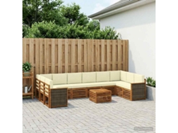 Vidaxl Conjunto De Sofás Para Exterior 8 Unid. Natural E Creme