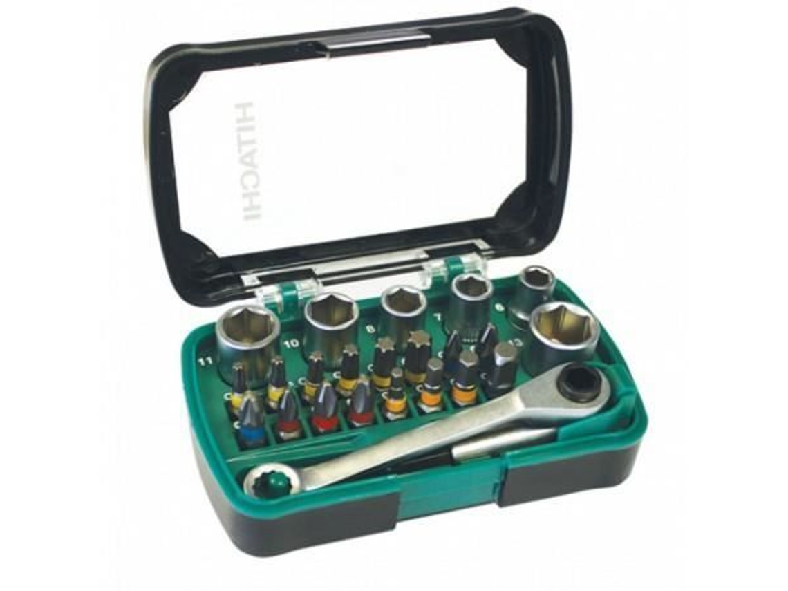 Conjunto de bits HITACHI - 24 peças - PH, PZ, Torx, soquetes, catraca