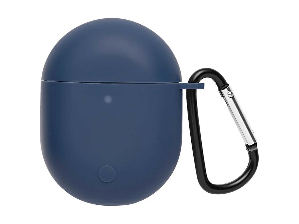 Capa de Silicone com Mosquetão para Xiaomi Redmi Buds 3 Pro / Poco Buds Pro Azul Escuro Oem