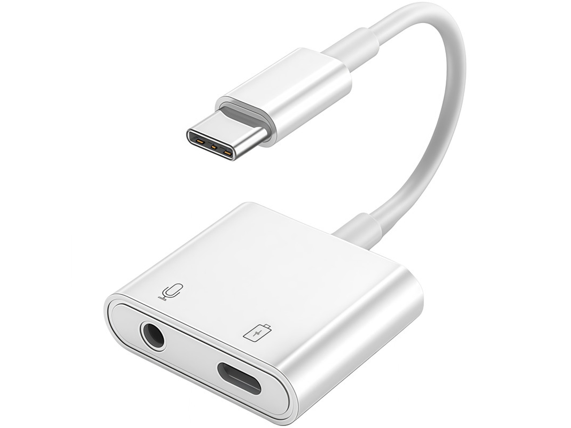 Cabo Conversor Type c e 3.5mm Áudio V REEL Qt07 Branco