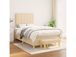 Vidaxl Cama Com Molas/colchão 120x200 Cm Tecido Cor Creme