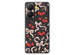 Capa Traseira De Tpu Com Estampa De Cereja E Laço Grande Tkdaddy Para Xiaomi Redmi Turbo 4 5g / Poco X7 Pro 5g, Preta