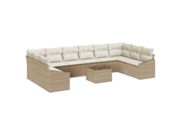 Conjunto 11 Conjunto De Sofá De Jardim Vidaxl Bege Vime Pe