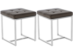 Conjunto de 2 bancos de aço inoxidável Barci Brown Clp