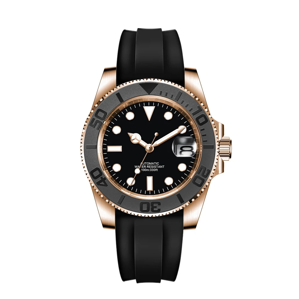 Relógio Masculino Automático Mecânico (preto) De 40 Mm, Resistente À Água Até 100 M, Com Cristal De Safira.