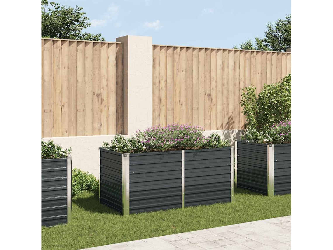 Vidaxl Canteiro Jardim Elevado 160x80x77 Cm Aço Galvanizado Antracite