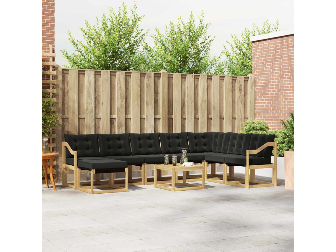 Vidaxl Conjunto De Sofás Para Exterior 9 Unid. Branco E Preto