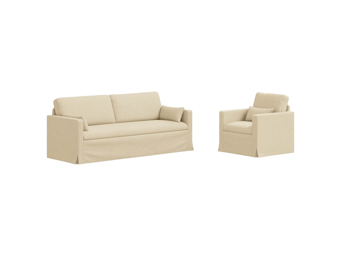 Maison Exclusive - Conjunto De Sofás 2 Unid. Creme Tecido
