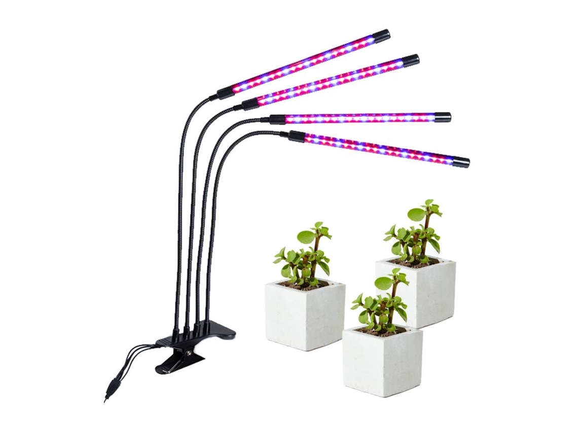 Lâmpada de LED para plantas Brilvibera com 4 cabeças e 80 LEDs