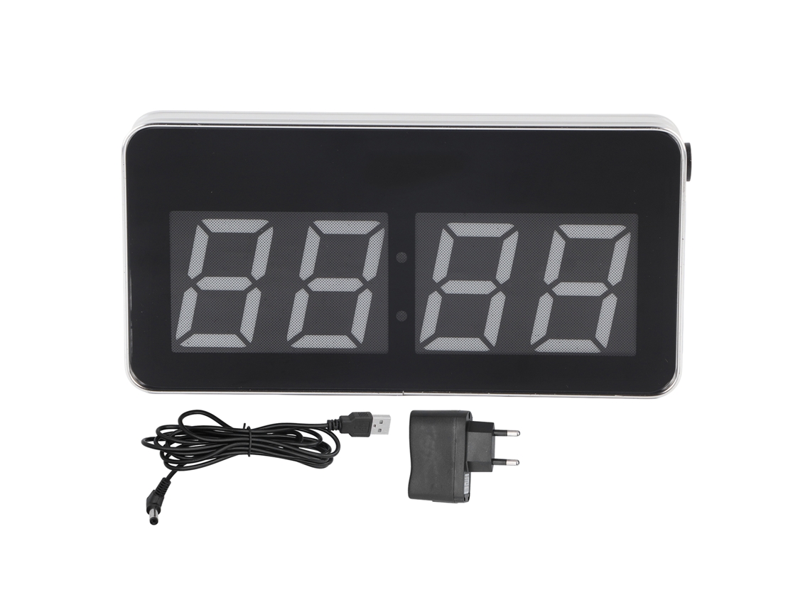 Relógio de mesa digital LED Baok com espelho iluminado, calendário perpétuo e USB, ideal para quarto e escritório (plugue europeu)