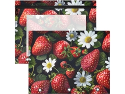 Frmg A0900180a Estojo Lápis A4 Com 3-argolas E Fecho, Estampa De Flor Morango, Pastas Documentos A0900180a