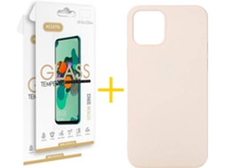 Kit Capa e Película Vidro 2X  iPhone 12 Pro Max Accetel Silicone Rosa