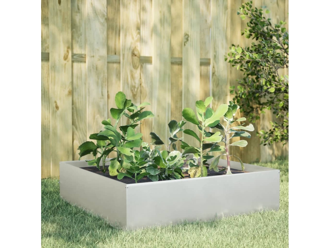 Vidaxl Canteiro Elevado De Jardim 100x100x41 Cm Aço Inoxidável