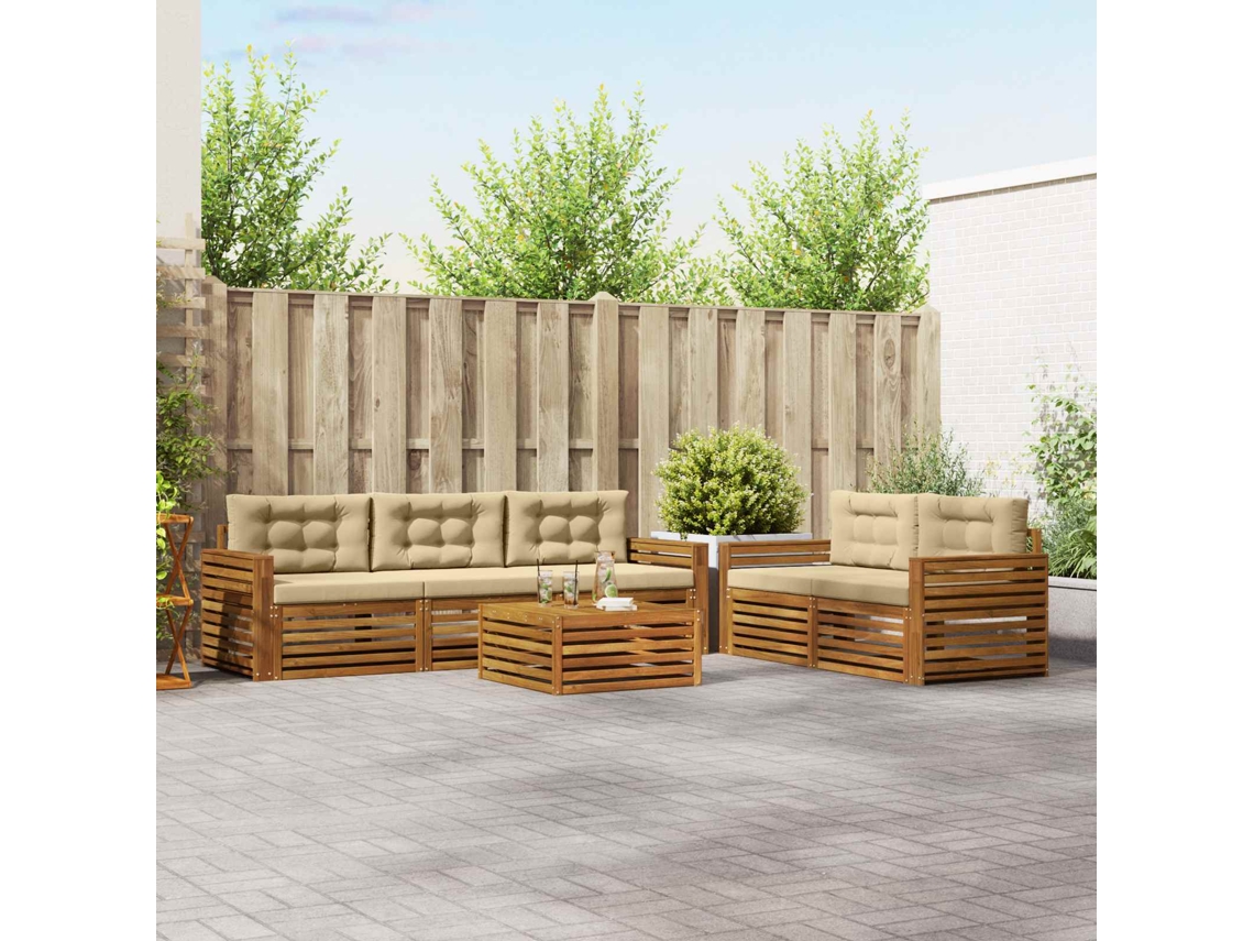 Vidaxl Conjunto De Sofás Para Exterior 6 Unid. Natural E Bege