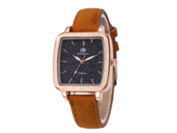 Reloj De Cuero Pu Casual Moda Cuadrado Dial Simple De Quartzo Para Mujer Amarillo
