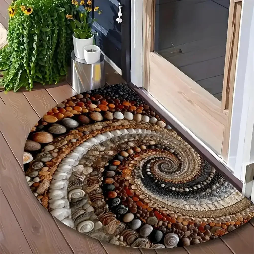 (estilo 8 45x70cm) Tapete De Entrada Semicircular Em Mosaico, Estilo Retrô, Com Formato De Leque.