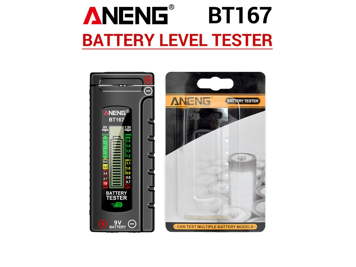 Testador De Baterias Com Tela Digital Para D, C, Aa, Aaa, Botão 1.5v E 9v