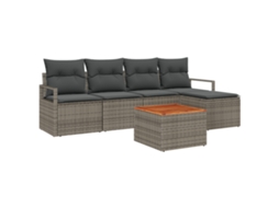 Conjunto 6 Sofá De Jardim Vidaxl Cinzento Vime Pe (230 X 62 X 69 Cm)