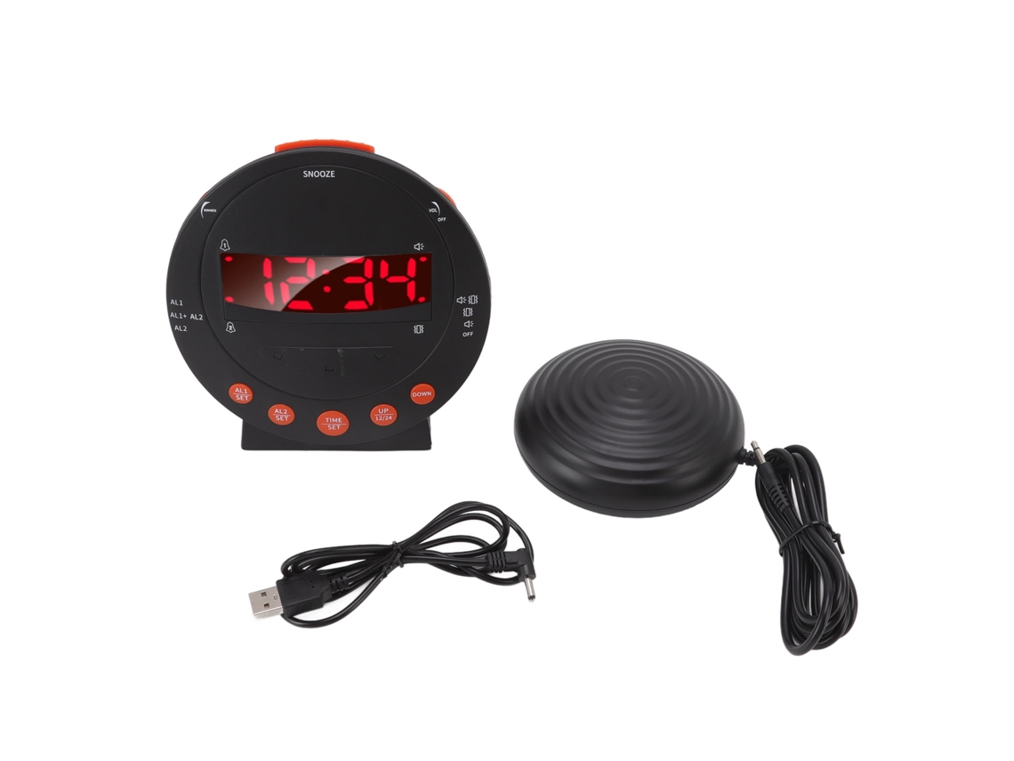 Despertador Super Shaker com Luz Vermelha Intermitente de 110db para Estudantes e Idosos