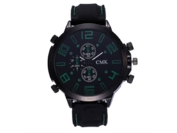 Relógio de pulso masculino CMK com pulseira de couro PU, mostrador grande, estilo moderno (verde)