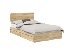 Cama com Armazenamento com Gaveta Carvalho Sonoma 135x190 cm MAISON EXCLUSIVE