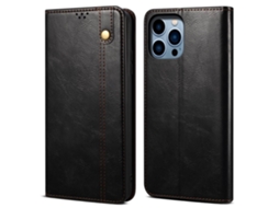 Capa Textura Louco Para Iphone 14 Pro Max Pele Sintética Preto