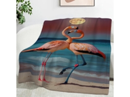 Manta de Praia com Estampa Flamingo 150x200 Cm Multifuncional Macia e Aconchegante em Flanela Ideal para Cama