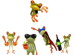 Conjunto de 5 adesivos 3D de sapo para a carroceria e portas do carro.