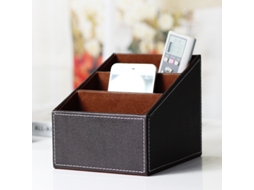 Porta controle em couro PU marrom, organizador de mesa para controles, guia de TV, eletrônicos AQUAFORGE