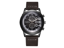 Relógio Masculino de Negócios Simples Pulseira Pu Quartzo Prata