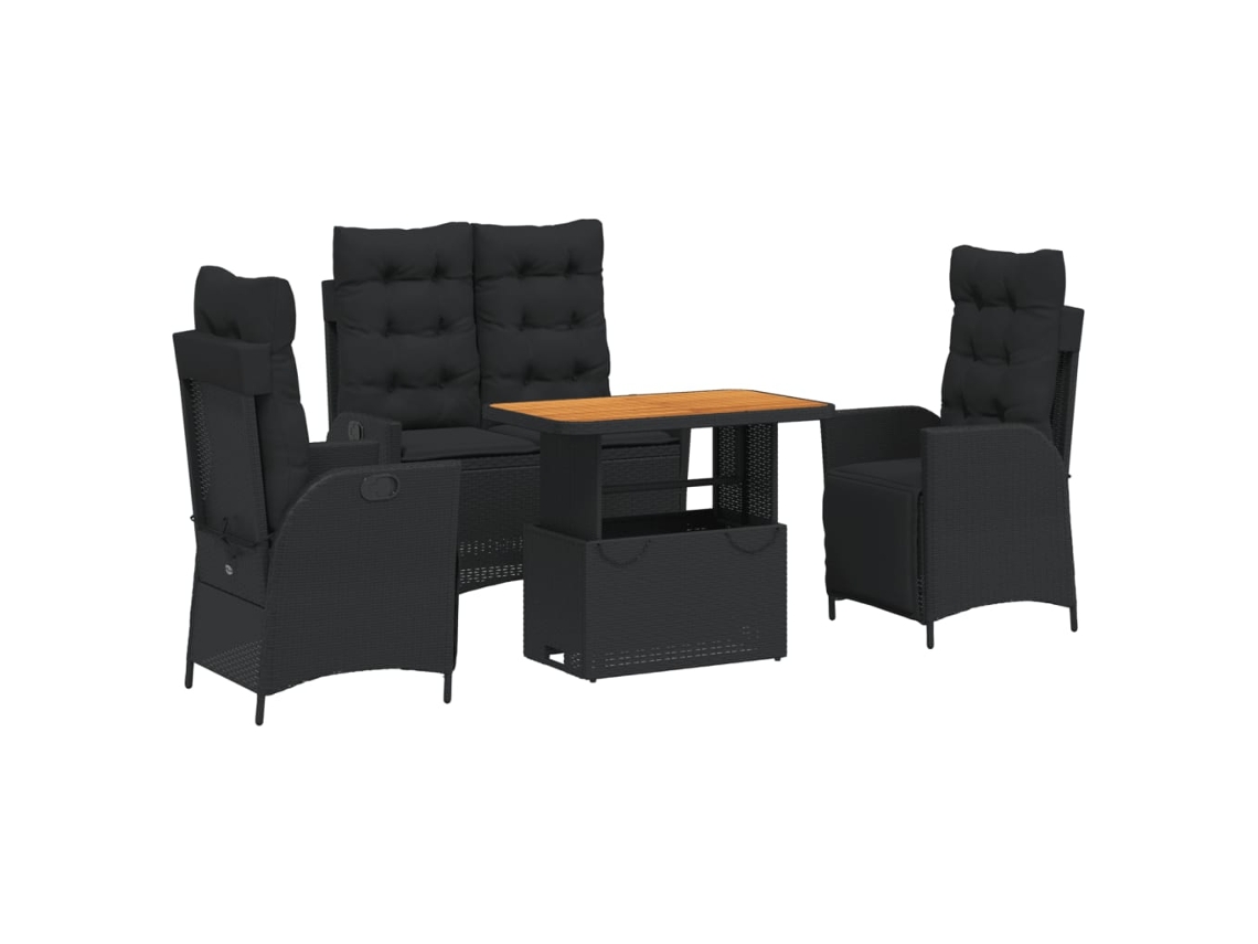 Garden Dining Set, Garden Dining Sets Vidaxl Preto Rattan / Vime (mesa Com 90 Cm De Comprimento)