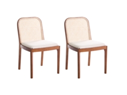 Sillas Con Respaldo De Ratán Beliani Edina De Tela Marrón 50x54x80