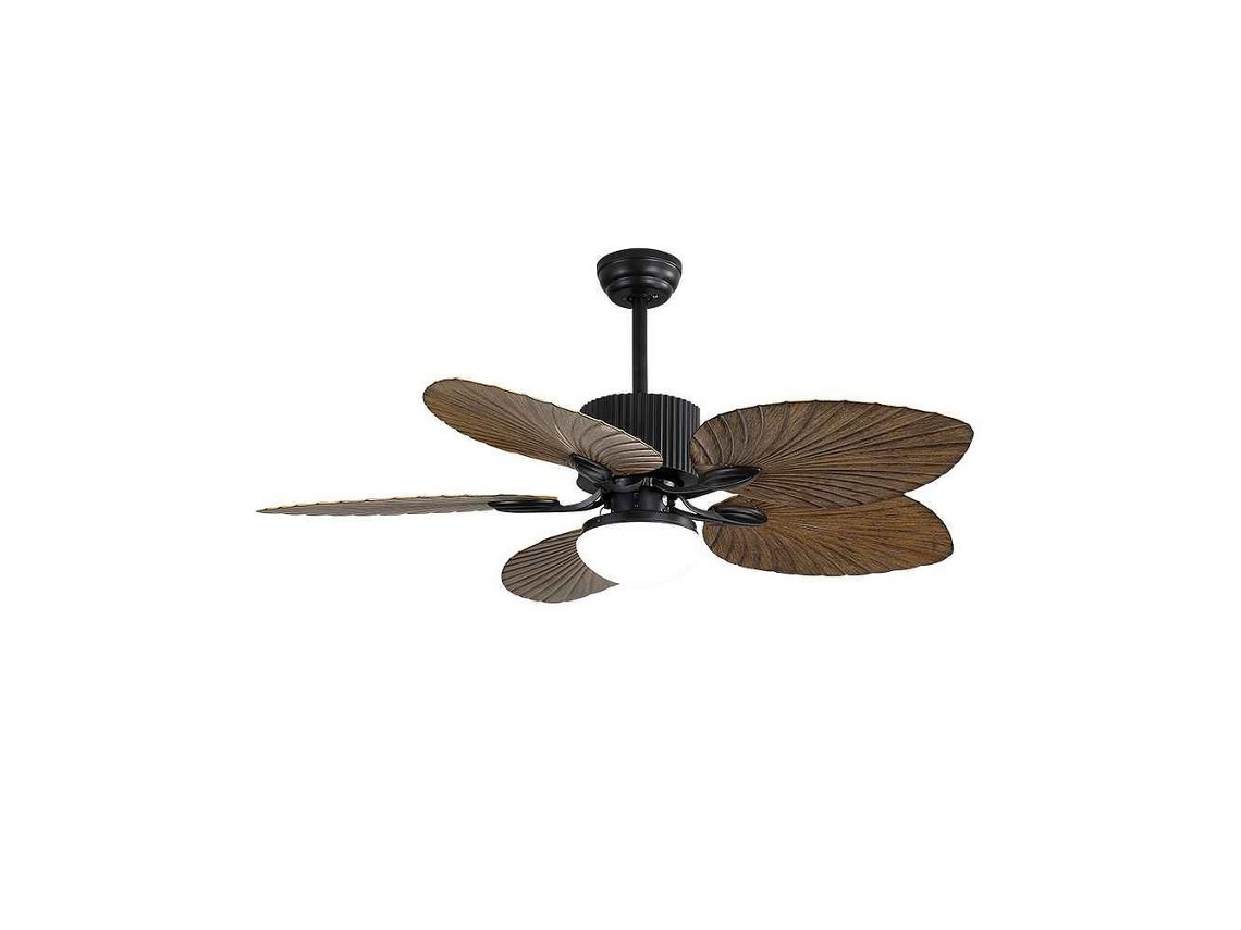 Ventilador COLLA DC preto 5 lâminas LED memória colorida FABRILAMP