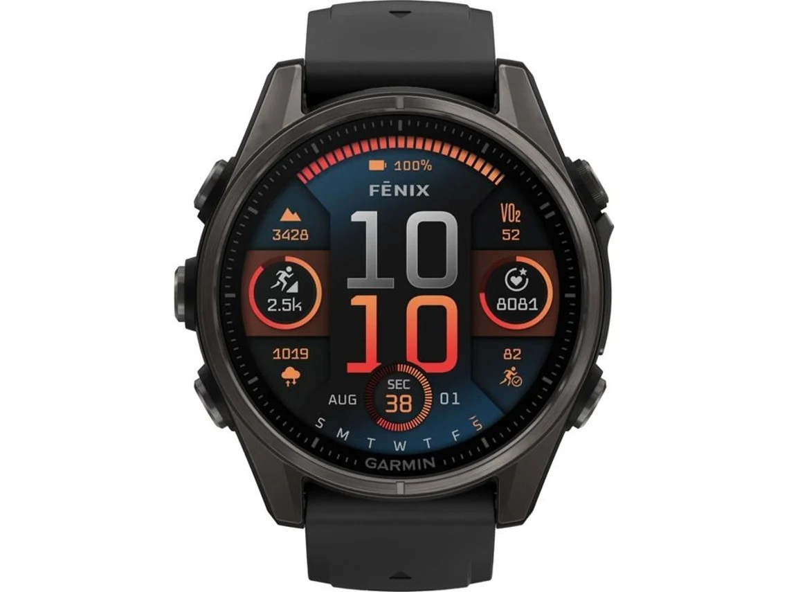 Smartwatch Fenix 8 43mm Amoled Safira Preto Cinza Carbono Garmin
