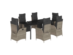 Conjunto de 7 Jantar para Jardim com Almofadões Vime Pe Cinza MAISON EXCLUSIVE