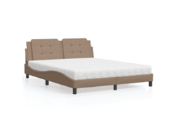 Cama Com Colchão 160x200 Cm Couro Artificial Cappuccino