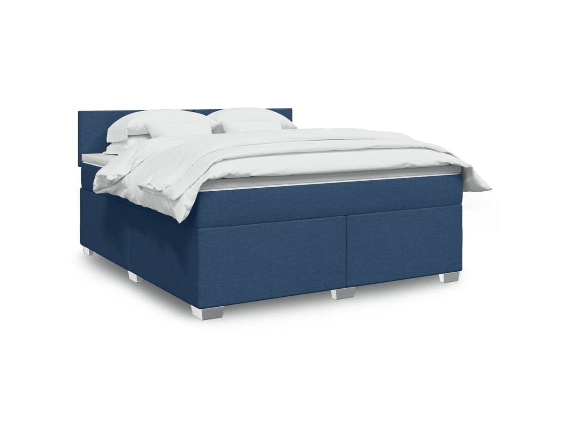 Vidaxl Cama com Molas/colchão 180x200 Cm Tecido Azul