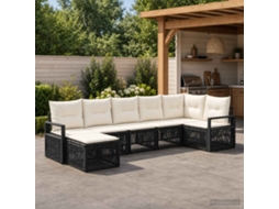 Vidaxl Conjunto De Sofá De Jardim 7 Unid. Preto Vime Pe