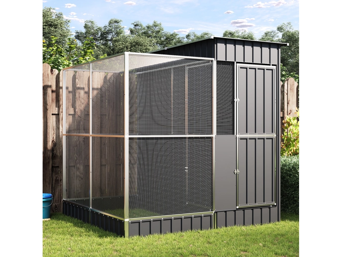Vidaxl Aviário Com Extensão Prata 209x203x216 Cm Aço