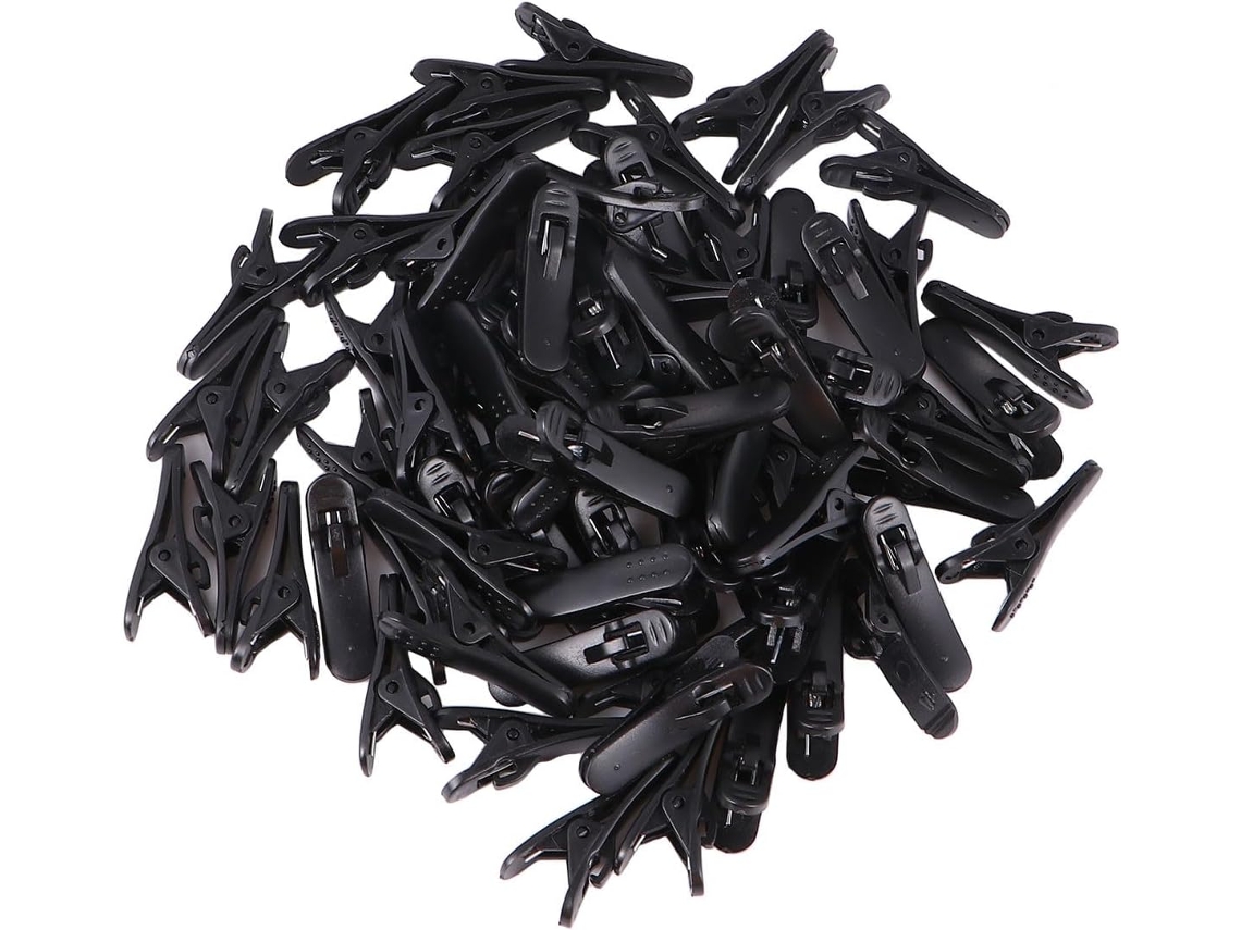 Pacote Com 100 Presilhas Pretas De Plástico Para Cabos De Fone De Ouvido, Presilhas Multiuso Tipo Jacaré Para Fixar