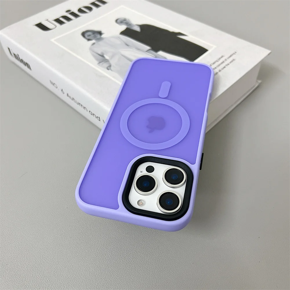 (iphone 12, Roxo Claro) Capa Magsafe Com Carregamento Sem Fio Magnético Para Iphone, Com Acabamento Fosco.